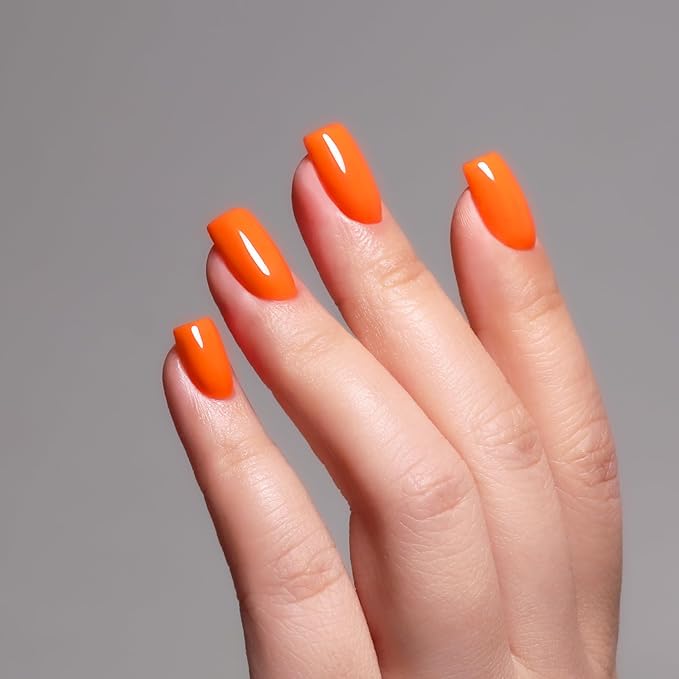 Neon Gel Polish, 0.5 Fl Oz Neon Orange Gel Nail Polish Spring Summer Soak off LED UV Gel Nail Polish Art Starter Manicure Salon DIY Nail Gel Polish Design