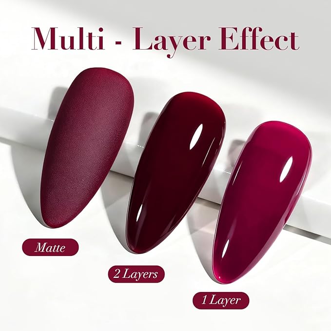 AZUREBEAUTY Dark Red Nail Polish, Quick Dry Strengthening Formula, Natural Nail Treatment, DIY Salon at Home, Women Gifts, 0.34 fl oz