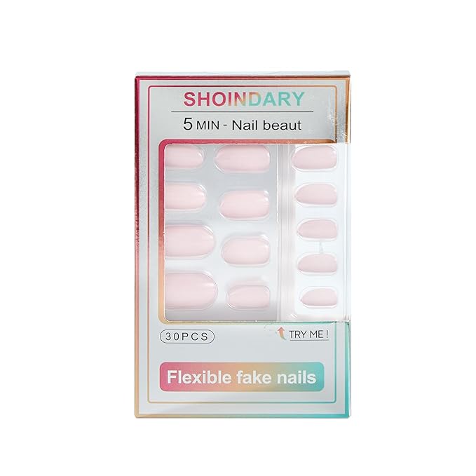 Pink Press On Nails Almond, Medium Nails Press Ons With Nail Glue,30-Piece-15 Sizes Durable Reusable Glue On Nails for Women Gift(pinkish purple)