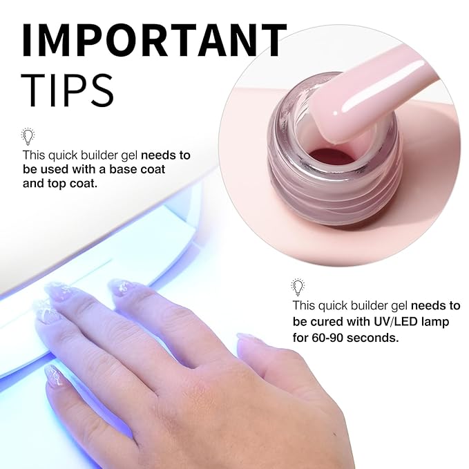 CANNI Quick Nail Builder Gel for Nails – 9ML Soft Pink Soak-Off Nail Strengthening Gel for Apex Building DIY UV LED Manicure