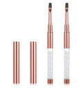 2Pcs Gel Brushes for Nails, Oval UV Builder Gel Brush for Nail Polish Brushes with Rhinestone Handle, Manicure Art Design for Nail Application, Rose Gold
