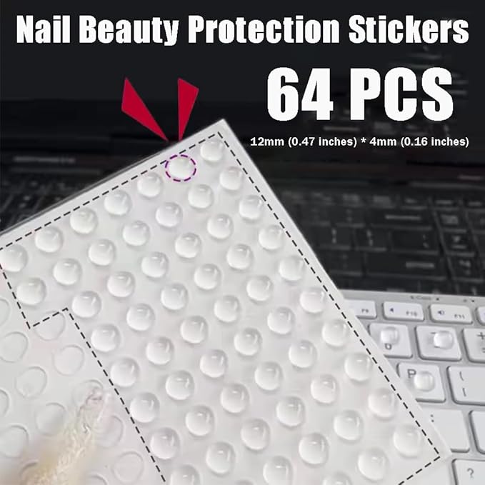 Silicone Nail Art Protector Covers for Typing,Nail Beauty Protection Stickers,Clear Comfortable Protection for Long Nails Numeric Keypad,20 Pcs Covers,64 Pcs Stickers