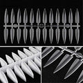240Pcs/Set False Fake Nails Tips Manicure Sharp End False Nails Long Cuspidal Stiletto Nail Tip Clear Black French Salon Acrylic Artificial Fake Nail Display Practice Tools (Clear)