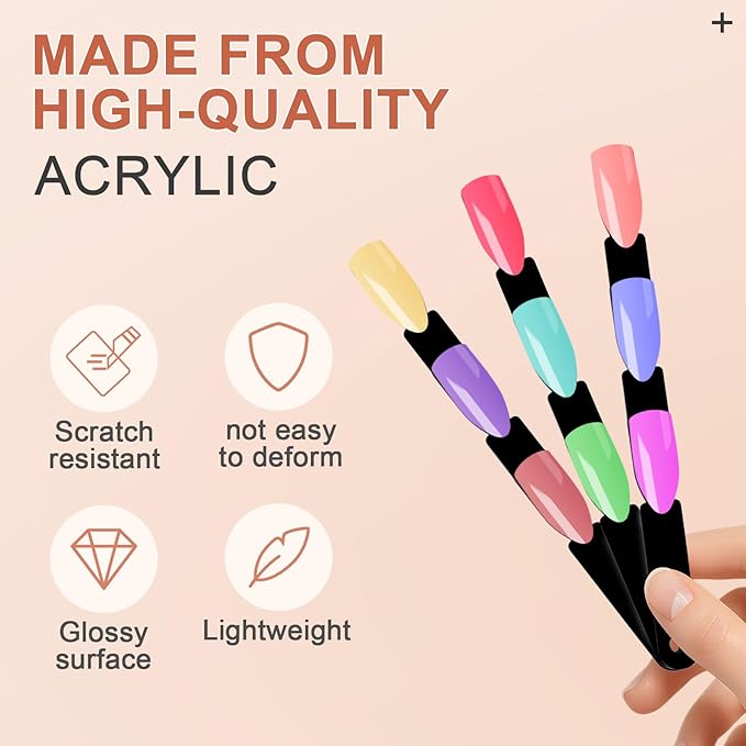 300 Tips Nail Swatch Sticks with Metal Split Ring Fan-shaped Display Nail Practice Sticks Nail Sample Swatches for Nail Art Polish Practice Nail Color Display (Black)