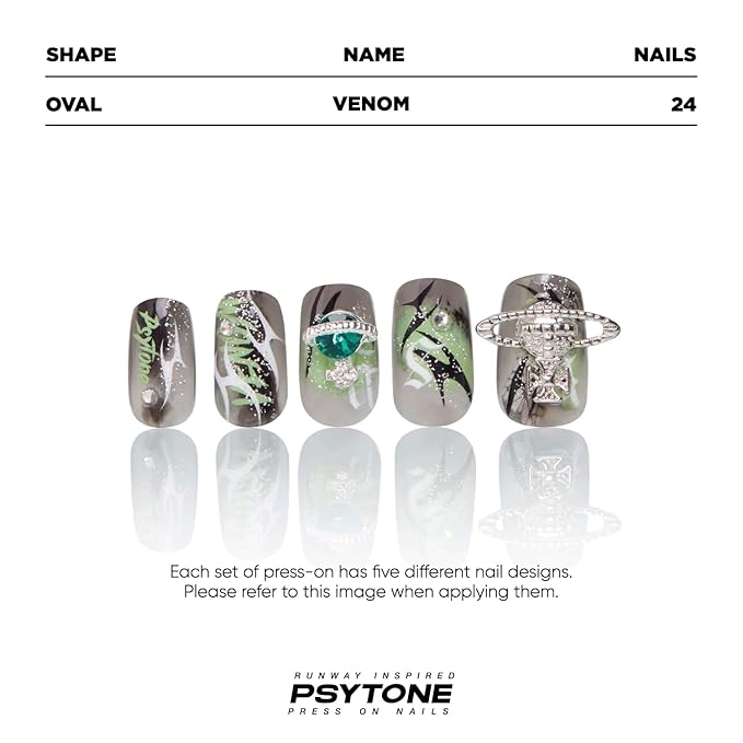 PSYTONE French Fake Nails Green Press on Nails Long Stiletto Acrylic Rhinestones False Nails Full Cover Rhinestones Nails for Women and Girls 30 PCS