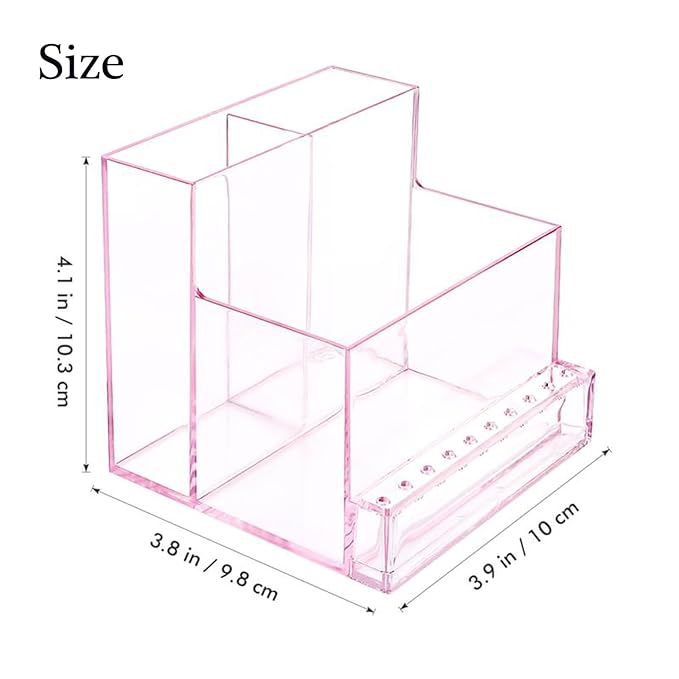Nail Drill Machine & Bits Holder Storage Case,Transparent 10 Holes Nail Drill Grinding Bit Organizer Nails Manicure Tools Display Box for Nail Salon(Pink)