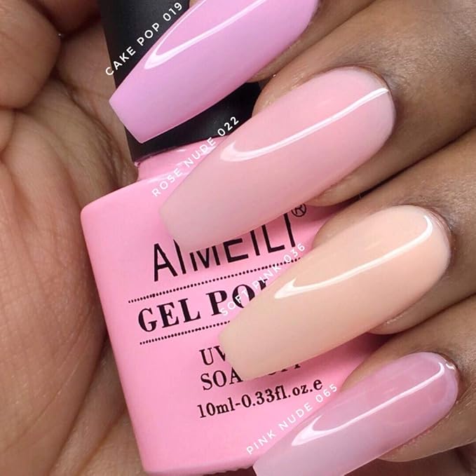 AIMEILI Soak Off U V LED Hema Free Nude Gel Nail Polish Natural Sheer Pink Nail Polish Gel Set Of 4pcs X 10ml - Kit Set 17