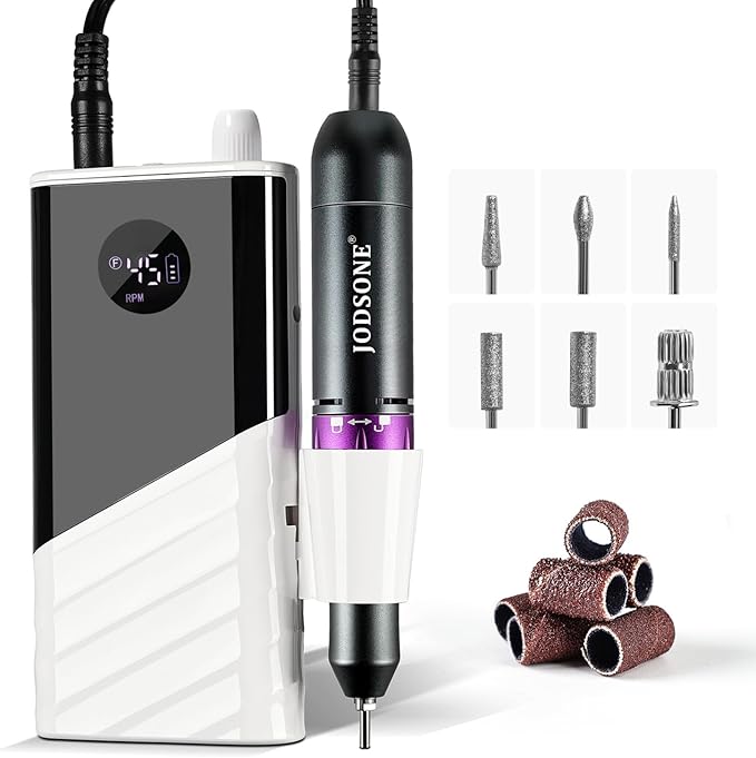 JODSONE Professional Nail Drill 45000 RPM Rechargeable Nail File for Nail Gel Removal Low Noise Portable for Home and Salon