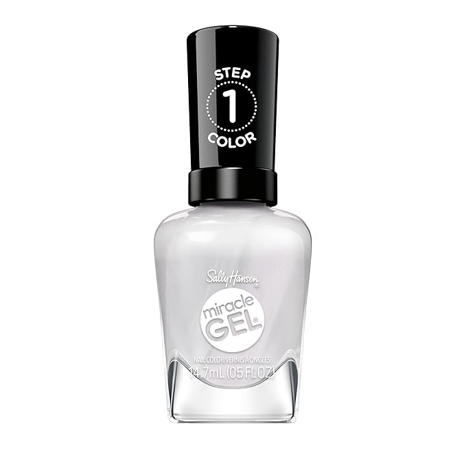 Sally Hansen Miracle Gel Supercharged Pinks Nail Polish | Salon Quality Gel-Like Formula, Two-Step System, No UV Light Needed, Long Lasting | 795 Boss Babe | Gray-Pearl Nail Color