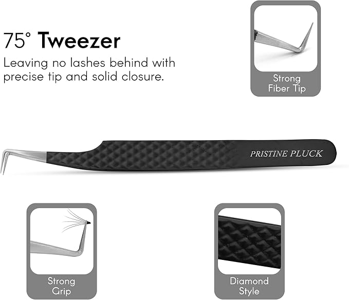 Lash Tweezers Set – Professional Eyelash Extension Tweezers Kit with Case & Brush – 3 Precision Lash Tweezers for Volume, Isolation & Classic Lashes – Anti-Static, Non-Slip Grip