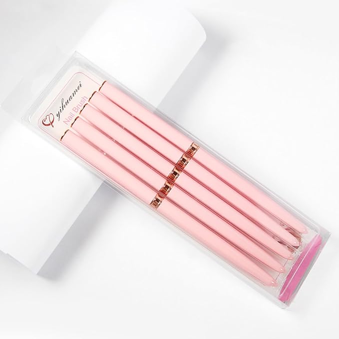 Metallic Nail Art Brushes Superfine Brush 5 Pcs Kit Professional Nail Liner Brush Nail Details Brush Nail Painting and Drawing Liner Brush for Nail Salons