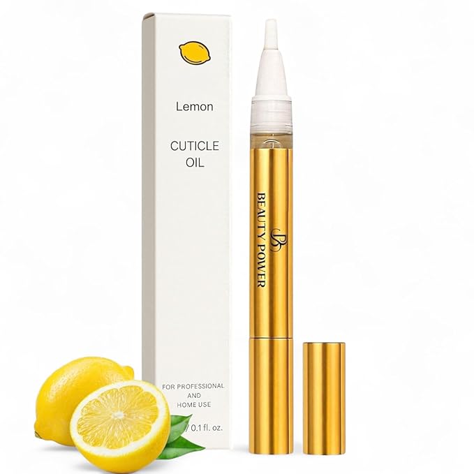 Nail Oil Cuticle Pen - Lemon - Nail Strengthener & Growth Serum with Vitamin A, D, E, B5, Grapeseed & Natural Oils - Repair for Brittle, Peeling, Thin Nails - Valentine's Gift Idea