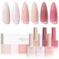 CANNI Quick Builder Nail Gel For Nails Set – 6 Colors 9ML Nude Soft Peach Pink, Soak Off UV LED Nail Extensions & Strengthening, Self-Leveling Builder Gel for DIY Manicure & Salon Use Women
