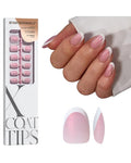 BTArtboxnails XCOATTIPS French Tip Press On Nails - Pink Glitter Base Short Oval Press On Nails, 96 Pcs Salon Quality Soak Off Soft Gel Nail Tips Extension in 16 Sizes