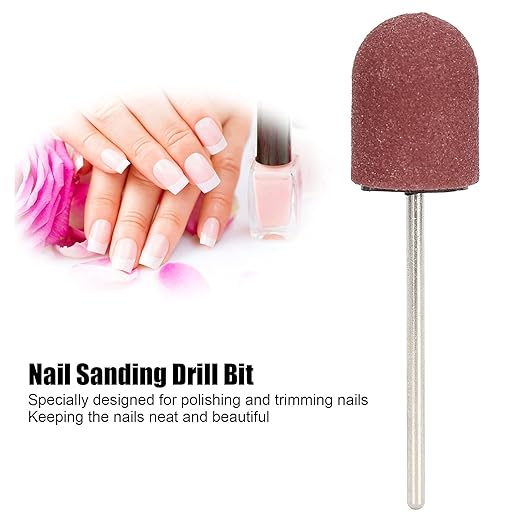 Nail Sanding Band Drill Bit, Manicure Sanding with 20 Grinding Head Bits for Electric Nail Drill, Manicure Toolail Sanding Bands Grinding Sand for Nail Drill(Brown)