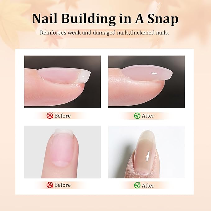 JODSONE Builder Gel for Nails,4Pcs Builder Gel Set 10ml Pink Nude Rubber,Nail Extension & Strengthening,Long Lasting Nail Art Gift Sets for Women