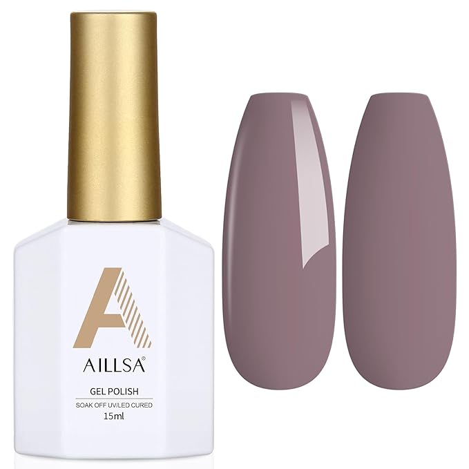 AILLSA Gel Nail Polish Dusty Mauve Jelly Polish Gray Purple Neutral Nude Polish Dark Lavender Nude Natural Color Fall Winter Soak Off U V Gel for Nail Salon at Home 0.51 Fl Oz/GC02