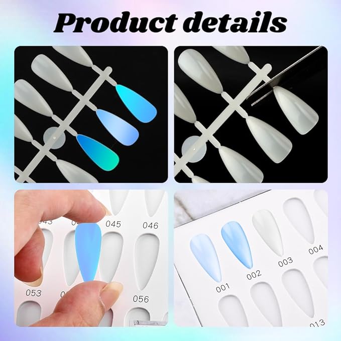 160 Nail Color Book with 240 Flase Tips & 1-200 Number Sticker Labels, Professional Nail Color Chart Display Book Sample for Nail-Gel-Polish
