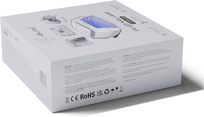 4BLANC® Professional Smart Cordless Rechargeable UV LED Nail Curing Lamp for Home or Salon Use, Manicure and Pedicure-Friendly.