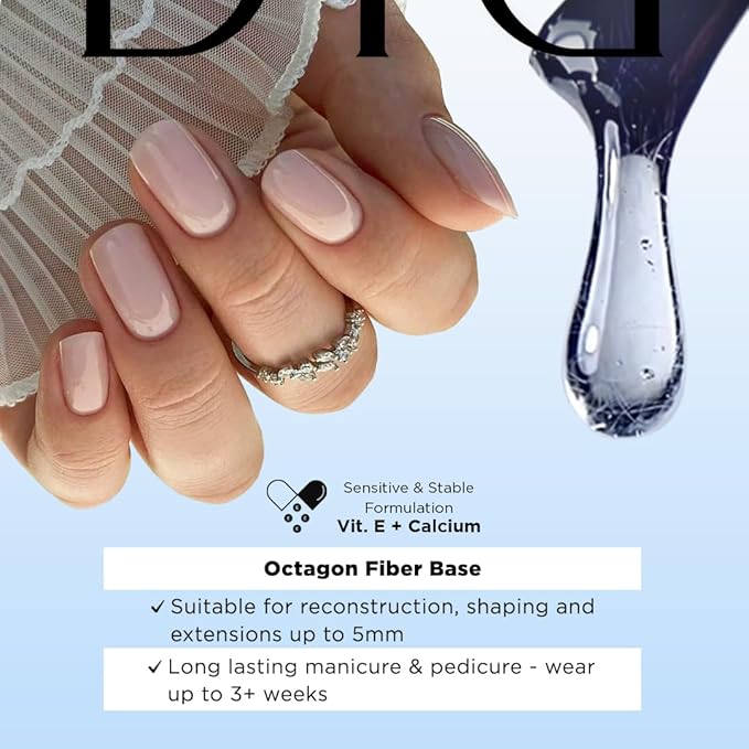 DIDIER LAB - Bond Primer and Fiber Gel Base Coat Octagon - Fiberglas Gel Base Coat Nail Polish with Vitamins and Minerals - Acid Free Primer - LED UV Nail Polish Set