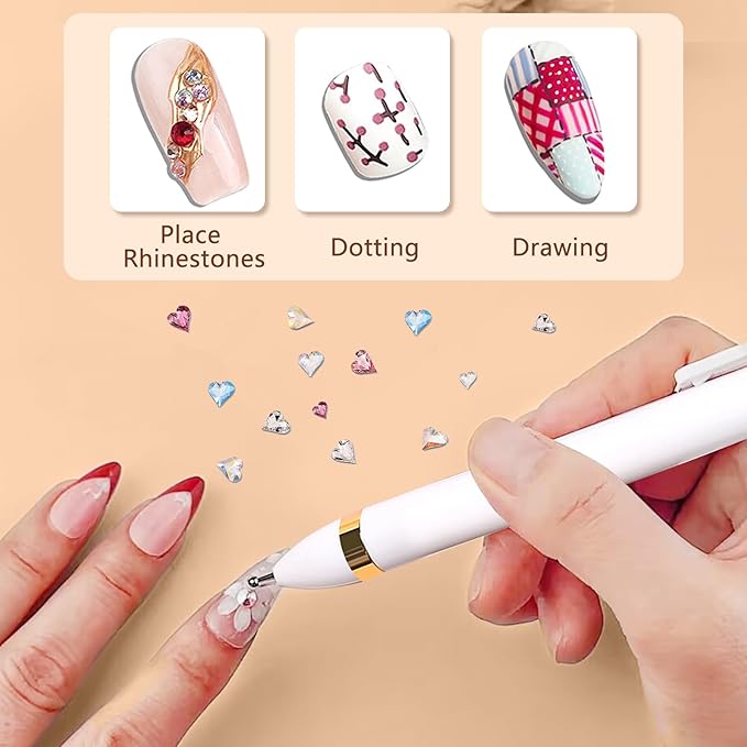 HJ Nail Dotting Pen Ballpoint Design Nail Art Kit with Tip Dot Paint, White-NAT248