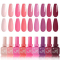 JR 9pcs 15ml Gel Nail Polish Set Pink Gel Polish Kit Soak Off Polish Nail Art Manicure Salon DIY Home UV Gel polish Gift G
