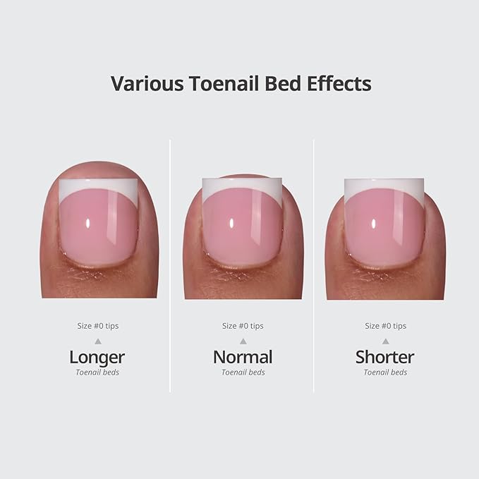 BTArtboxnails XCOATTIPS Toe Nail Tips - Lamp-Curable Sharp Square Nude Press On Toenails for Women, 150 Soak Off French Tip Toe Nail Extensions in 15 Sizes, Builder Gel & Top Coat Required