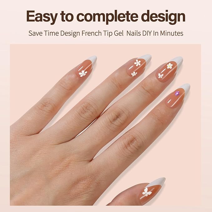 Vansiho French Gel Nail Tips, 150Pcs Medium Almond Gel Nail Tips, Brown Soft French Tips Press on Nails, Fake Nails for Nail Art DIY 15 Sizes