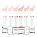 Nicedeco Hema Free Rubber Base Gel Polish for Nails 6 Pcs Cruelty Free Vegan Rubber Gel Nail Strengthener Nude Pink Nail Gel Polish Set 37