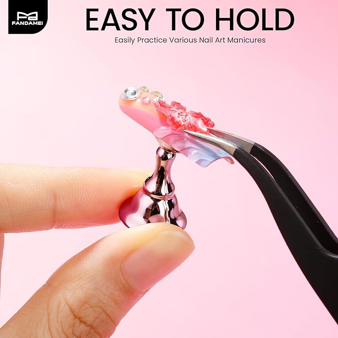 Fandamei Nail Stand, 2 Set Nail Holder for Painting Nails, Nail Stands for Press on, Press on Nail Stand for Practice, Magnetic Acrylic Nail Display Holders for Nail Art with Double-sided Tape