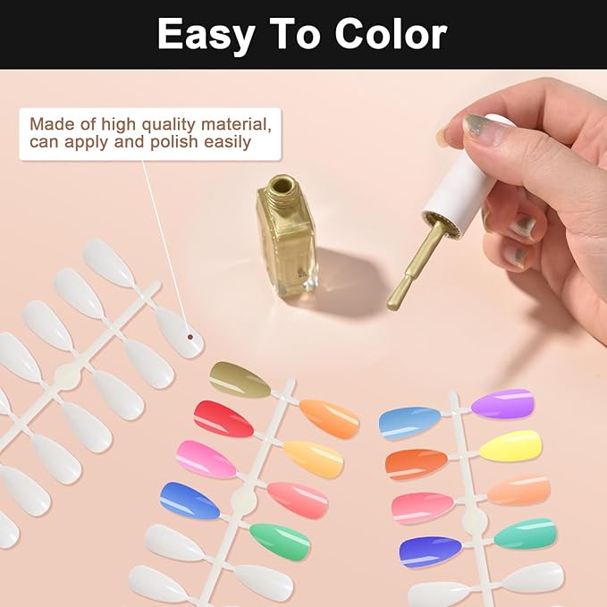 20PCS Nail Display Chart Nail Color Card Nail Tips Display Board Nail Polish Swatch Practice and Nail Polish Color Display Total 480 Almond Tips