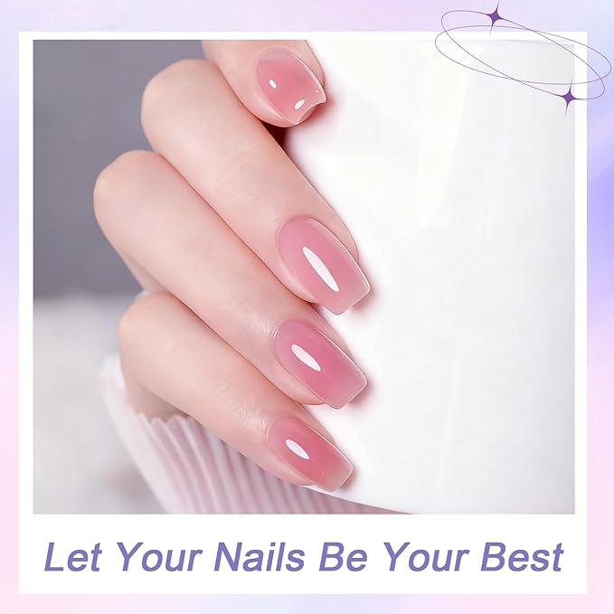 JODSONE 18ml Fairy Pink Jelly Gel Nail Polish Pink Gel Polish Soak Off UV LED for Salon Manicure and Nail Art DIY at Home
