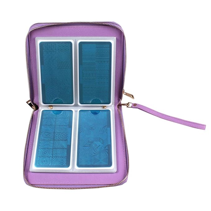 Finger Angel Nail Art Stamping Plates Double Zipper Cases 192 Slots Nail Stencil Case Purple Color Nail Plate Collection