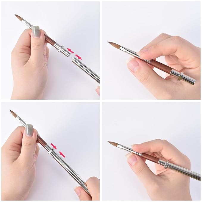 KADS Acrylic Nail Brush with Penholder Nail Brush for Acrylic Application-Oval Shaped Powder Nail Design Tools for Professional Manicure DIY Home Salon (2#+8#+14#)