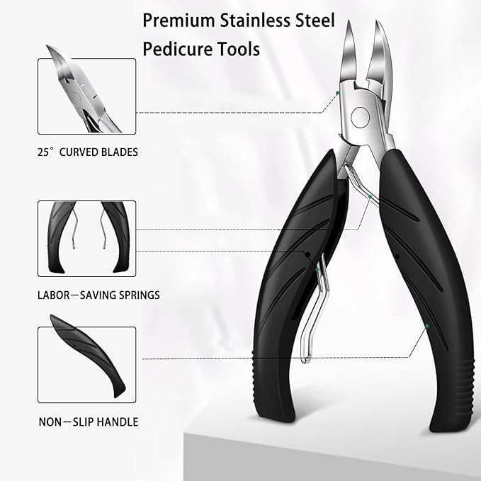 NOVANO Ingrown Toenail Removal Kit,Nail Treatment Foot Tool,Toenail Clippers for Seniors Thick Toenails,Professional Pedicure Tool,Large Toenail Clippers for Thick Nails 11Pcs