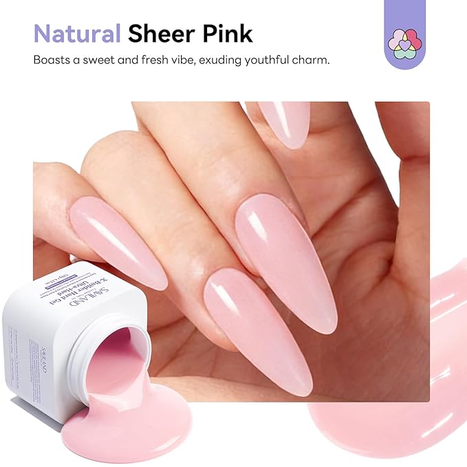 SAVILAND Ultra Hard Builder Nail Gel: Sheer Pink 5-IN-1 120 g Hard Gel Builder for Nails Vitamin E Castor Oil Builder Base Extension Strengthen Thickening 30-Days Salon DIY
