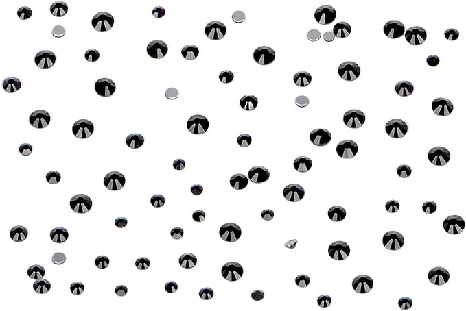 Bymitel 7200 Pieces 6 Mixed Sizes Glue Fix on Glass Rhinestones Round Crystal Gems Flatback for DIY Jewelry Making with one Picking Pen(Mix: SS3-SS10/7200PCS, Black)
