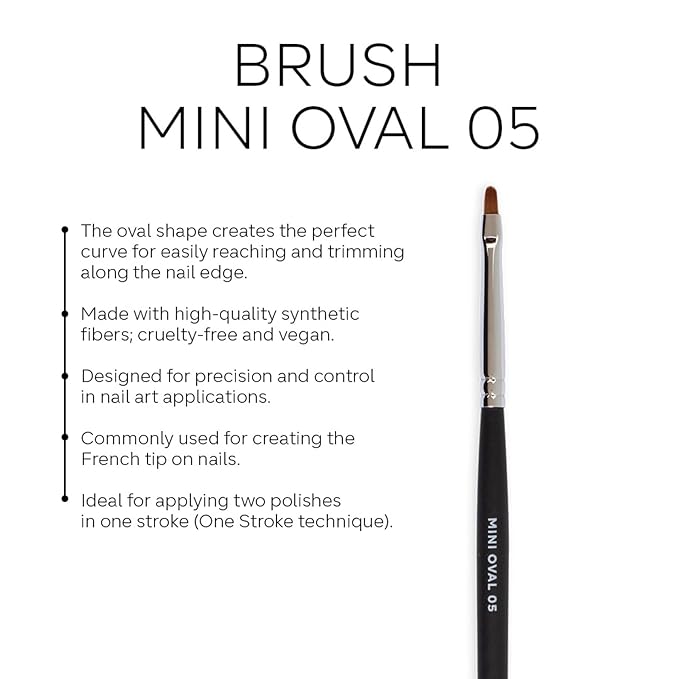 Pink Mask Mini Oval Brush 05 - Precision Brush for French Lines, Filling, and Flower Petals in Nail Art