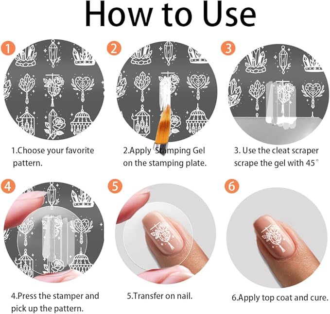 PH PandaHall 3pcs Crystals Nail Stamping Plates, Quartz Crystal Nail Art Templates Brilliant Crystal Stone Stainless Steel Image Plate Art Stencils with Tool for DIY Print Manicures Salon Design