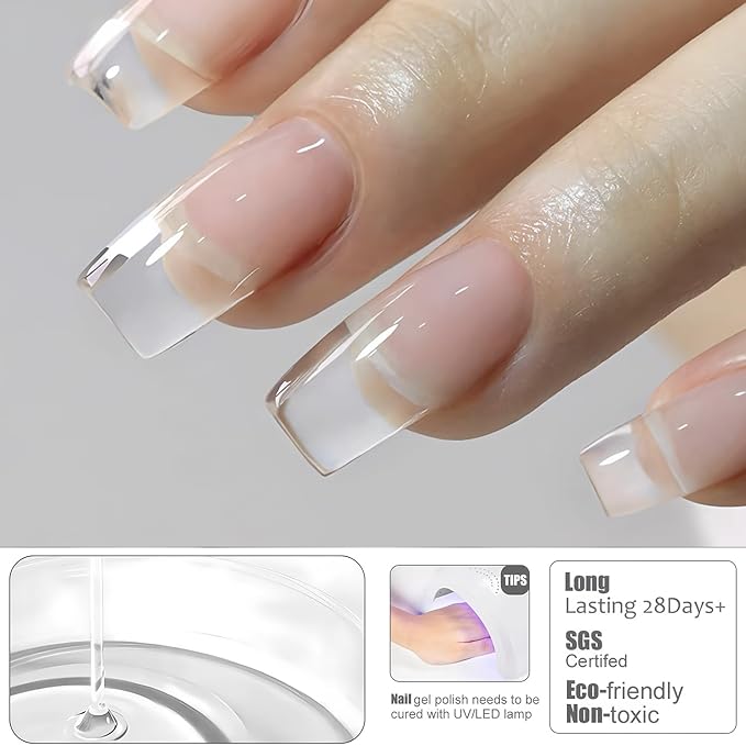 Vishine Builder Gel for Nails, 8-in-1 Clear Color Builder Nail Gel for Nail Apex and Extension Strengthener, Nail Thickening Hard Gel Base Rhinestone Nail Glue Base In A Bottle H021
