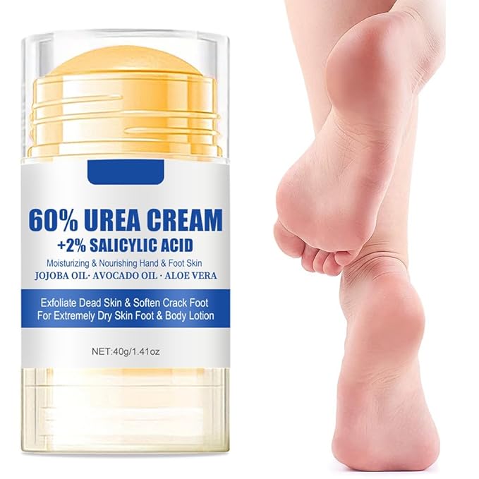 60% Urea Cream plus 2% Salicylic Acid Foot Cream for Removing Calloused Skin, Cracked Hands Elbows Feet Heels Moisturizes and Hydrates, Maximum Strength Moisturizing Foot & Hand Cream, 1.41*2 oz
