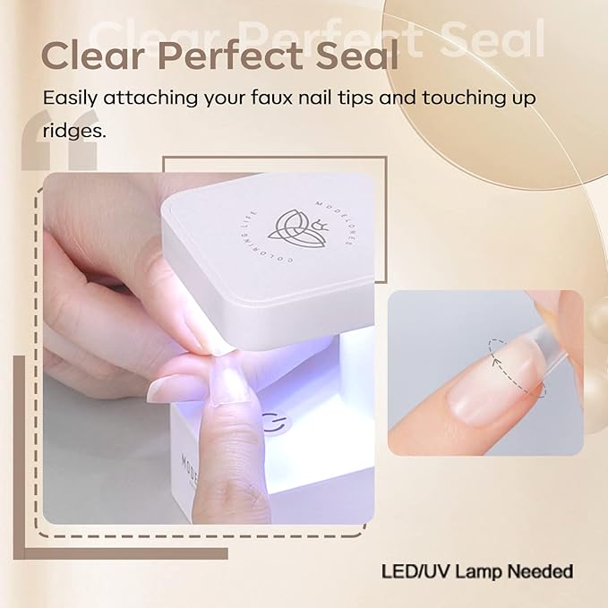 modelones Short Almond Nail Tips with 4 in 1 Nail Glue 15ml