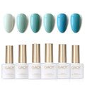 GAOY Blue Gel Nail Polish Set, 6 Colors Light Baby Blue, Soak Off UV Light Cure Gel Polish Kit for Nail Art DIY at Home