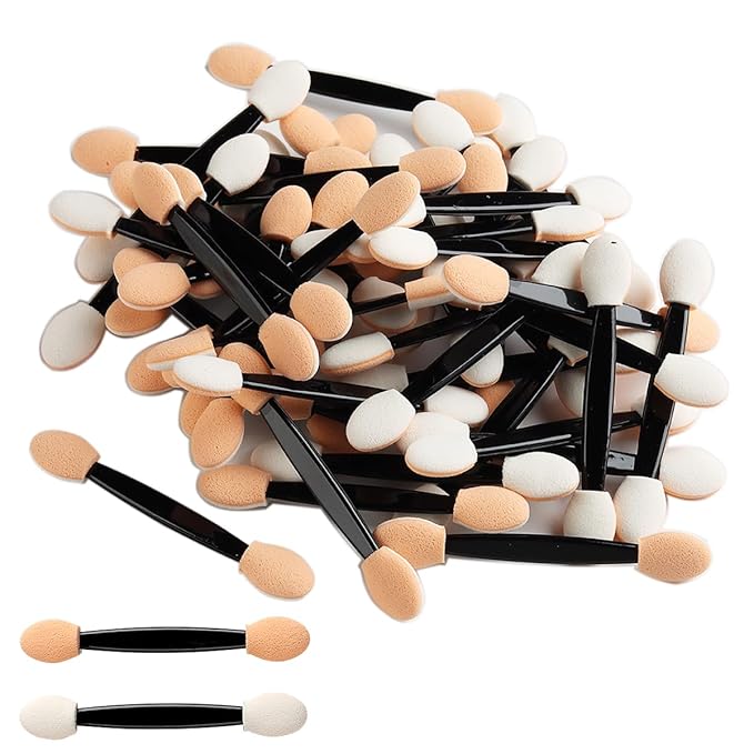 Disposable Eyeshadow Applicators, 100PCS Chrome Nail Powder Applicator Brush, Dual Side Eye Shadow Sponge Sticks, Nail Glitter Powder Pigment Pen Brush, Nail Art Applicator Tools