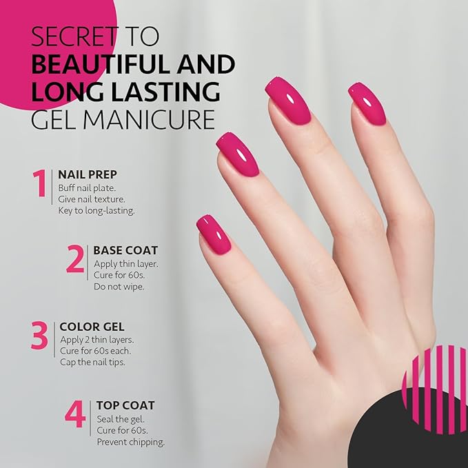 GAOY Hot Pink Gel Nail Polish, 16ml Soak Off UV Light Cure Gel Polish for Nail Art DIY Manicure at Home, Color 1527
