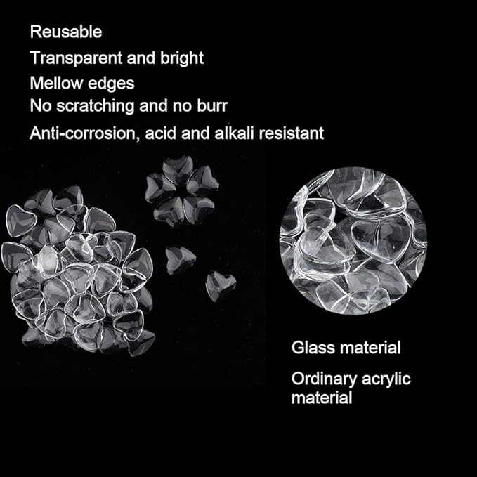 Nail Art Display Card, 50pcs Transparent Nail Polish Color Display Card Portable Polish Gel Color Glass Card Nail Art Practice Design Tool(Heart Shape)