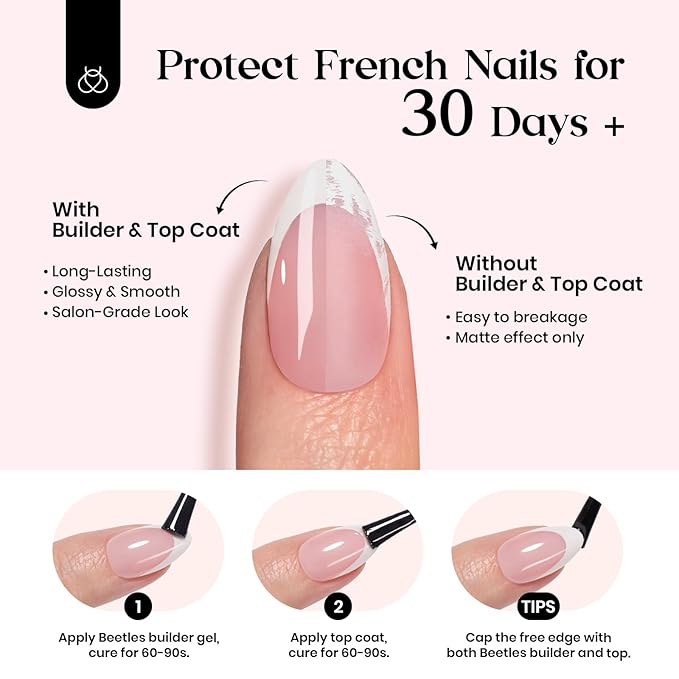 Beetles Summer Press On Nails 224 Pcs 7 Colors, French Tip Nails Short Almond Classic Fake Nail Tips, Rainbow Soft Gel Nails False Nails Art DIY For Women