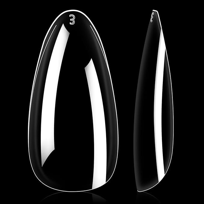 AILLSA Almond Nail Tips 504pcs Clear Nails Tips Gel Full Cover Nails Tip Medium Almond Shaped Fake Soft Nails for Press on Nail Extensions Home DIY Nails Salon- X (12 Sizes)