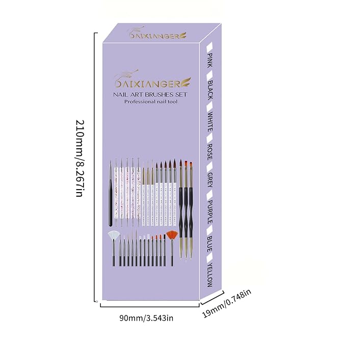 31 Pcs Nail Art Tools Set - Professional Nail Brushes Kit for Acrylic Gel Nails, Manicure Painting Dotting Detailing Tools, Nail Design for Home Salon Supply-Gray
