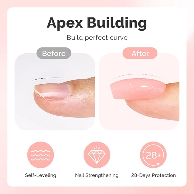 MelodySusie Nude Pink Glitter Builder Nail Base Gel for Nails Thickening, Soak Off UV Extension Gel, Rhinestone Nail Glue for Nail Art Design Salon DIY Manicure at Home Gift for Women-459